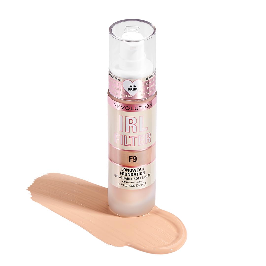 Revolution IRL Filter Longwear Foundation bottle with pump for precise, mess-free application