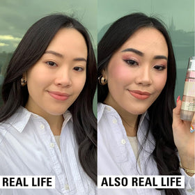 Swatch of Revolution IRL Filter on skin showing buildable coverage