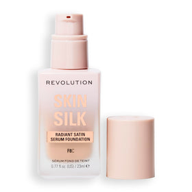 Revolution Skin Silk bottle with pump for mess-free, precise dispensing.