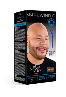 REWIND IT 10 light brown beard color packaging front shows ammonia-free formula for quick color