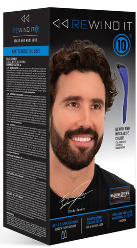 REWIND IT 10 medium brown beard color jar for even coverage and natural tone