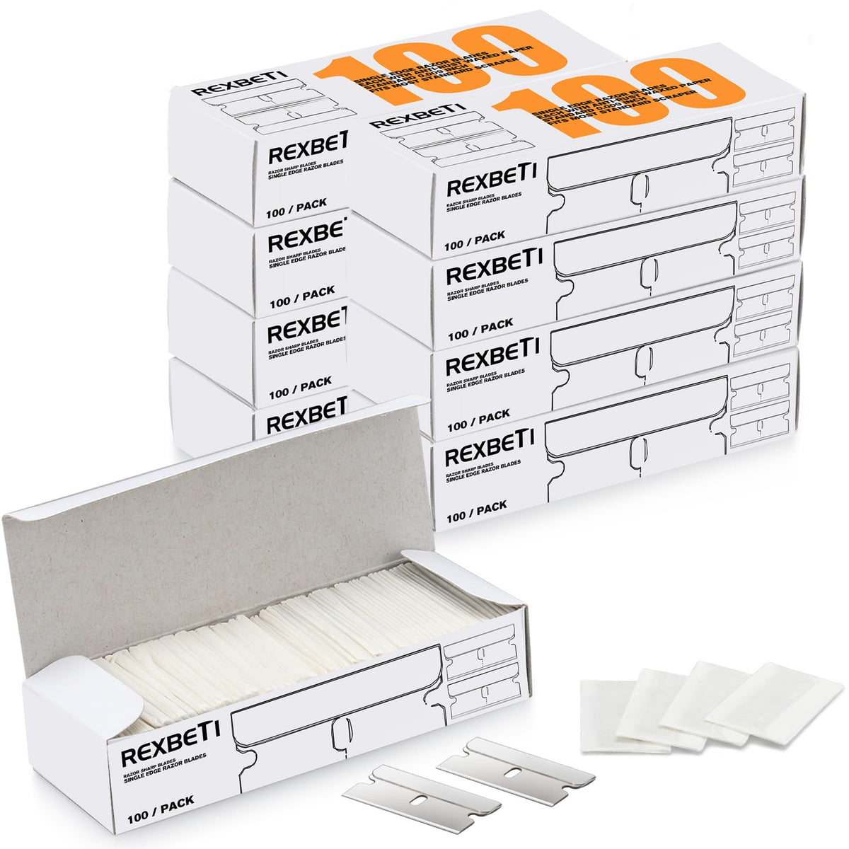 REXBETI 800pcs blades pack for heavy-duty scraping tasks.