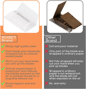 REXBETI blades lift stickers and decals from smooth surfaces.