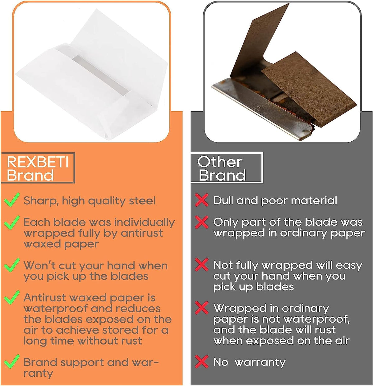 REXBETI blades removing labels and decals from glass with ease.