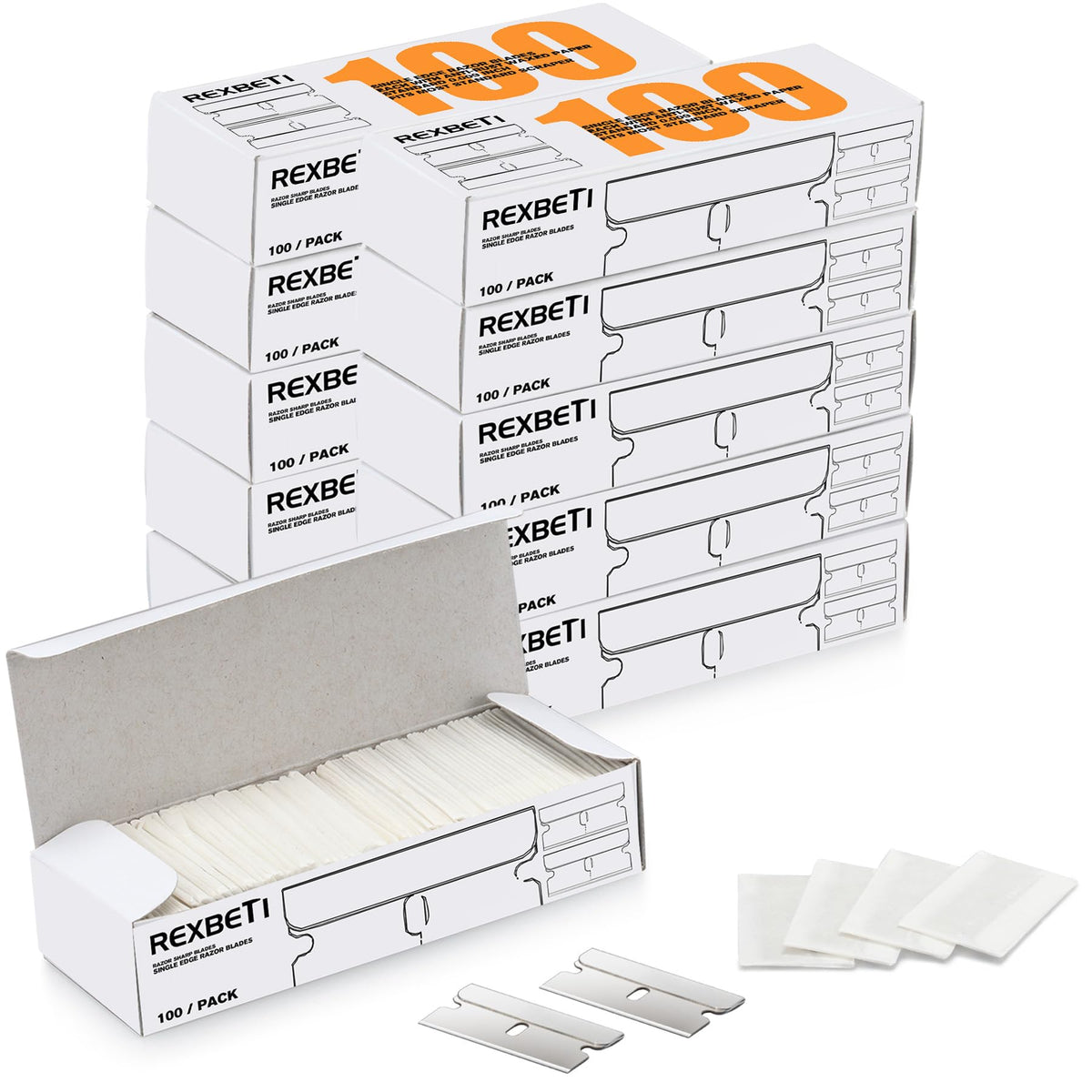 REXBETI single-edge blades in a 1000-pack for bulk replacements.