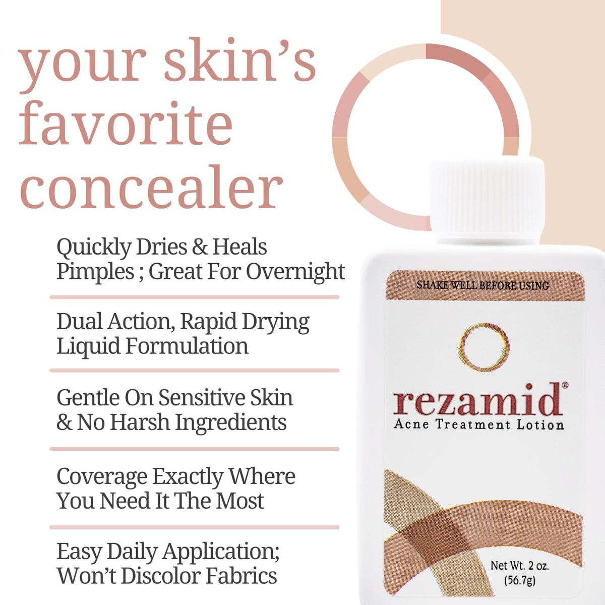 Close-up of Rezamid label highlighting active ingredients 5% sulfur and 2% resorcinol.