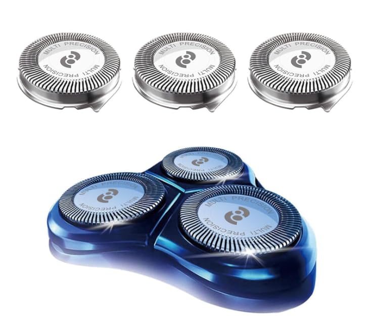 RF RollingFit HQ8 head close-up with curved blades for smooth shaving.