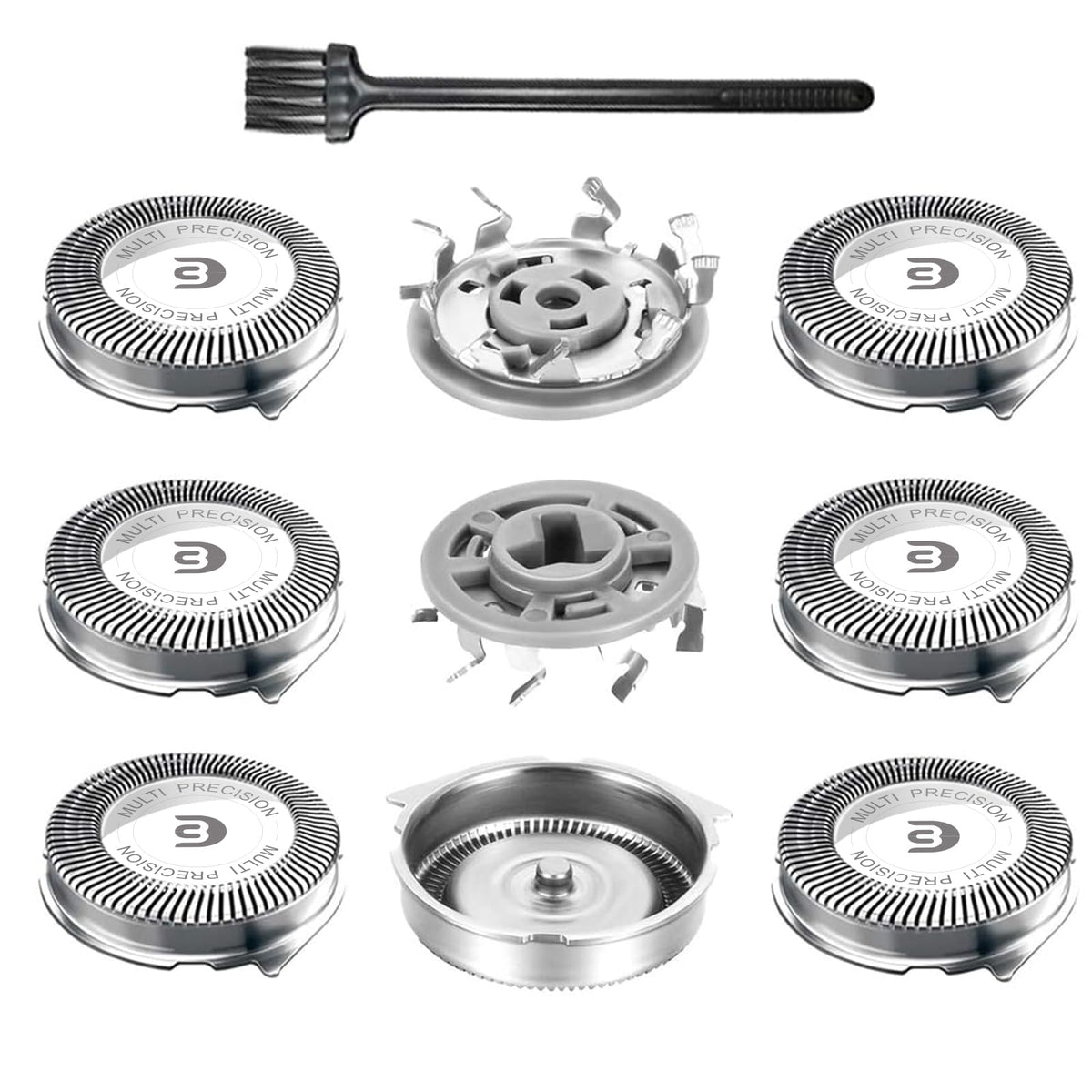 RF RollingFit SH30 replacement heads pack front view for easy Philips Norelco compatibility.