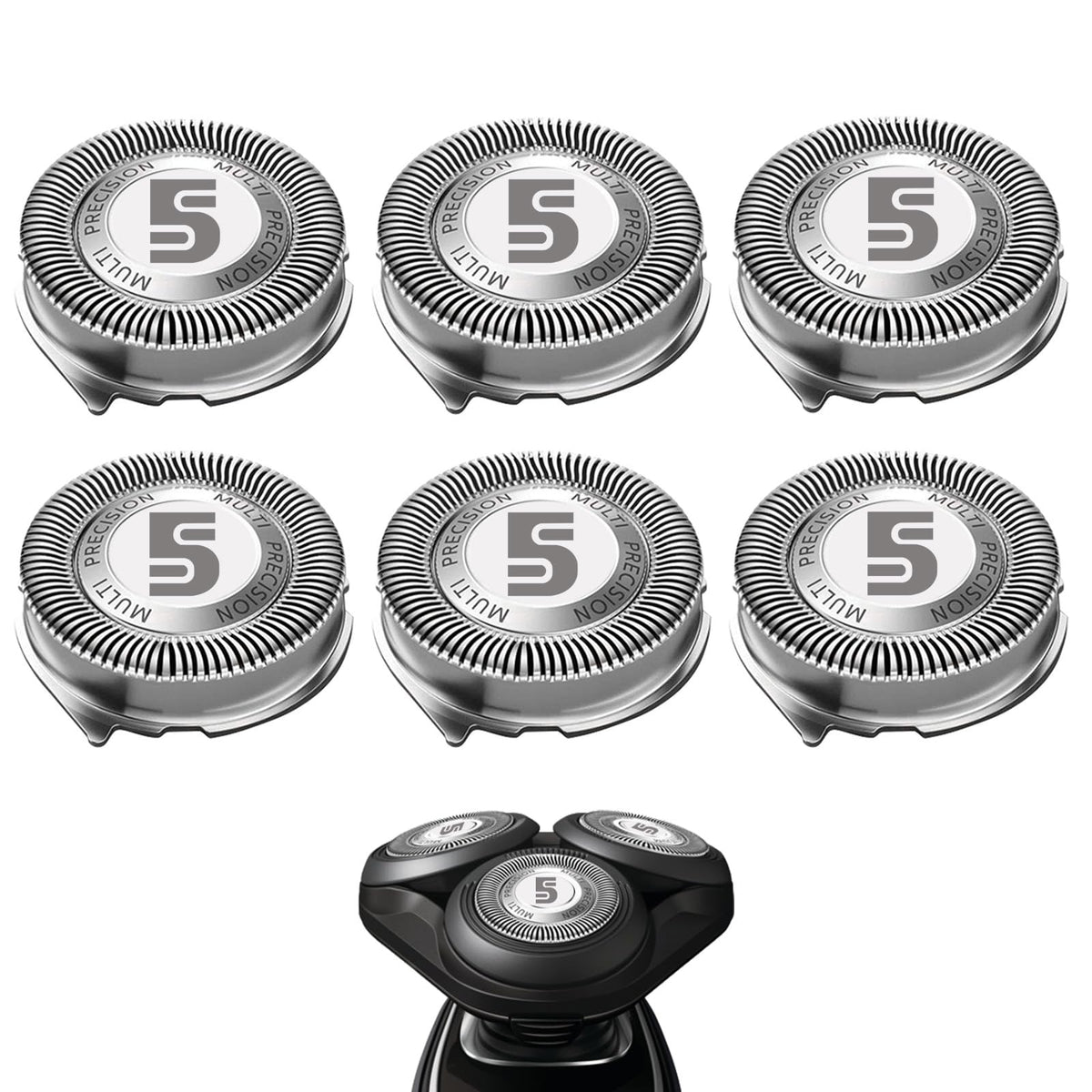 RF RollingFit SH50 replacement heads close-up for Philips Norelco 5000 series with easy snap-on fit