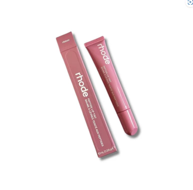 Rhode Gloss Peptide Lip Tint swatch on lips showing natural tint with moisture.