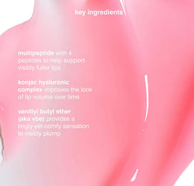 Rhode Lip Boost dewy finish after application with natural-looking moisture.