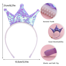 Rhoxshy princess crown headband on model demonstrating secure fit during celebration