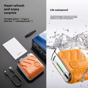 Rhycoma Skyworl Mini Shaver magnetic-heads-caps ensure hygienic storage after use.