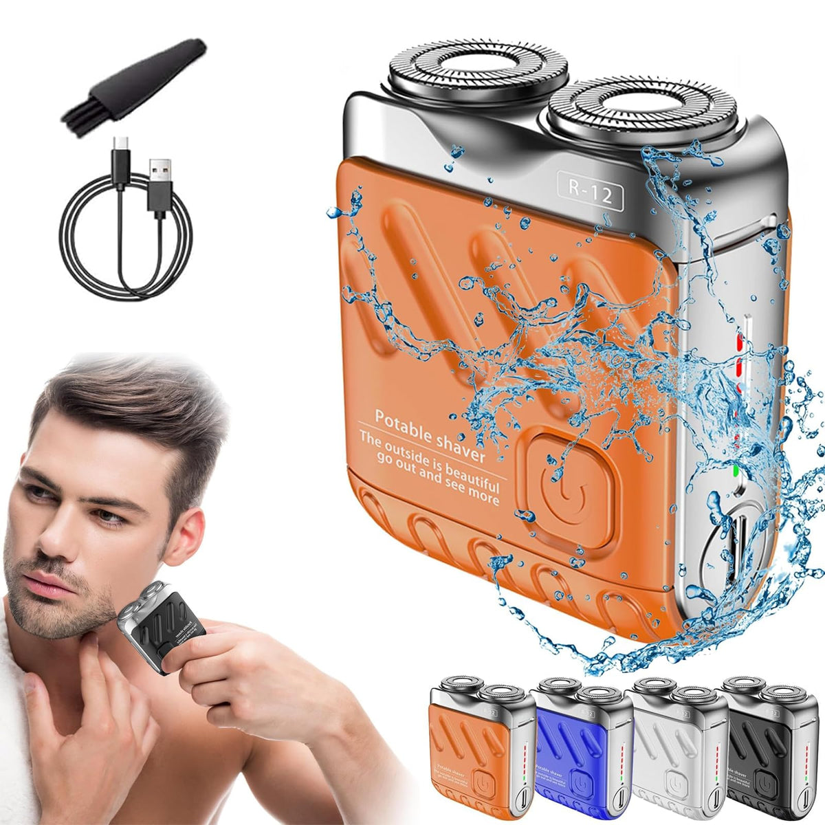 Rhycoma Skyworl Mini Shaver with orange casing enables quick daily shaves on the go.