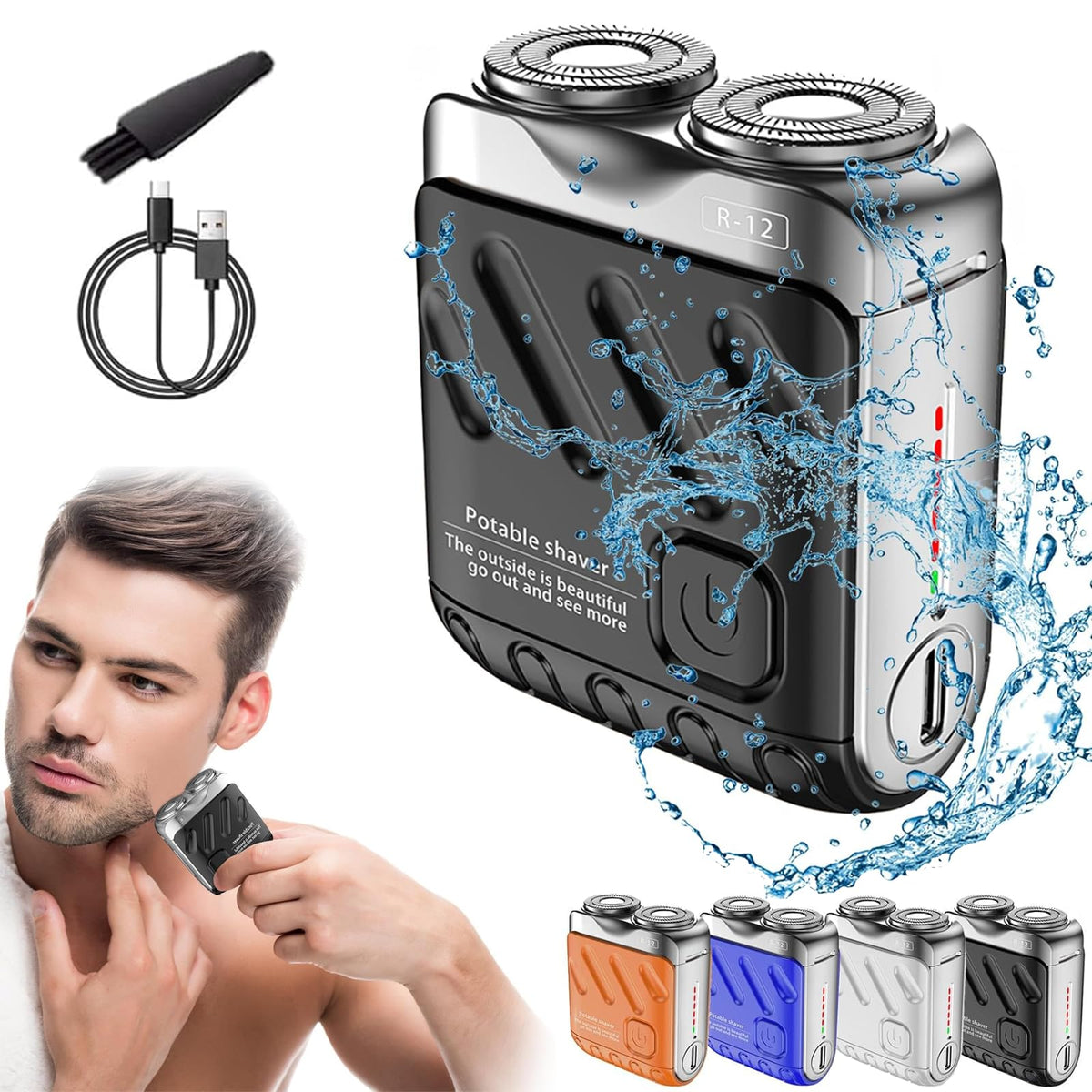 Rhycoma Skywortl Mini Shaver close-up with precise blades for a clean shave