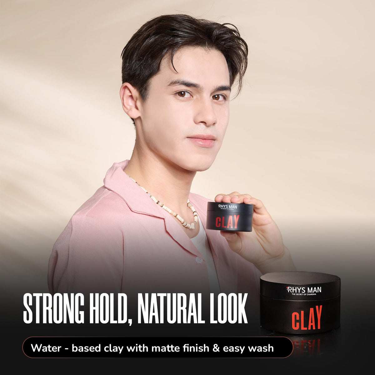 RHYS MAN hair clay matte finish texture for a clean look