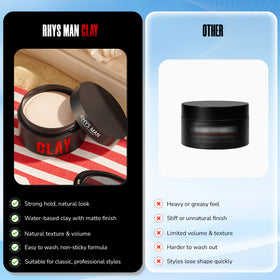 RHYS MAN hair clay ideal for short to medium hair with flexible hold