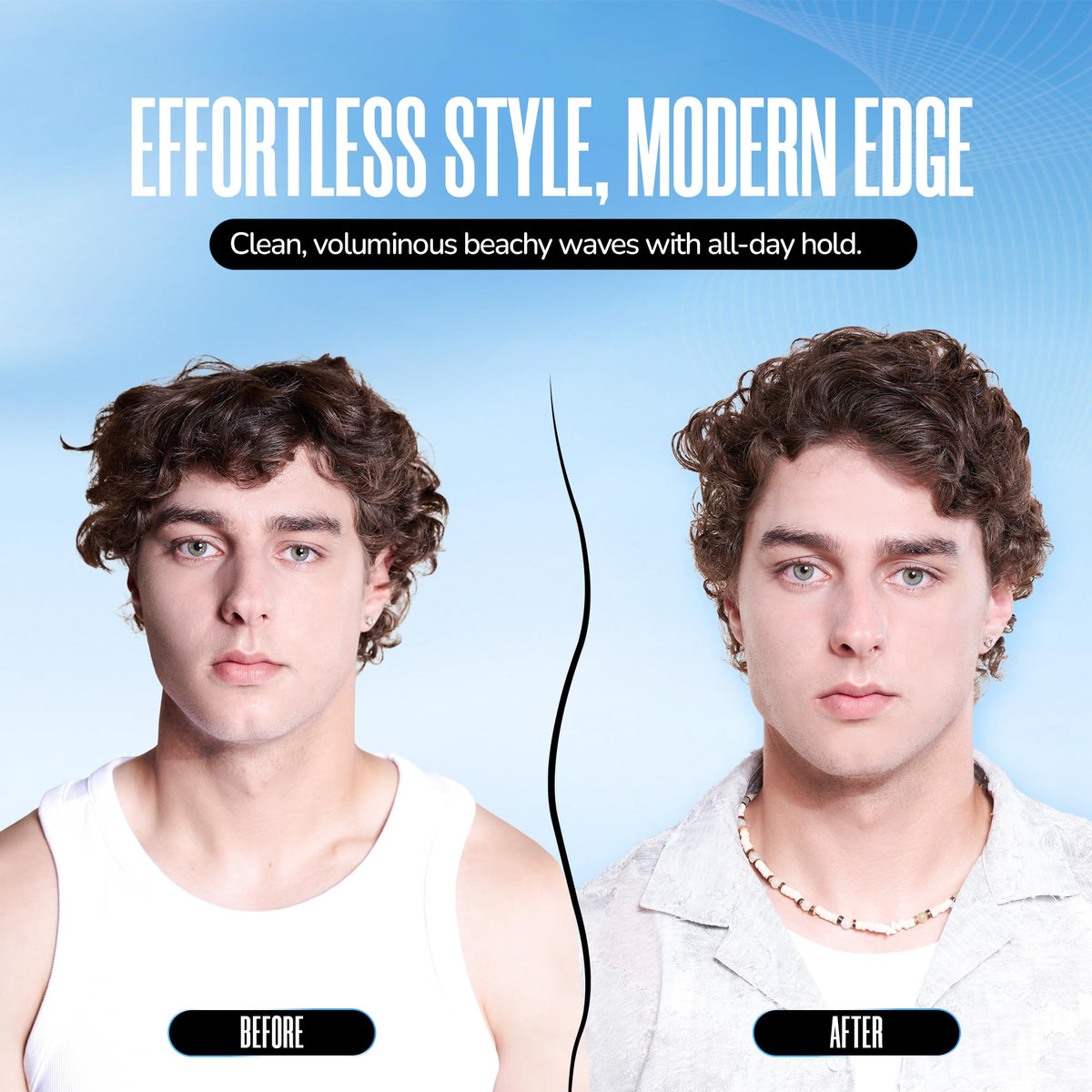 RHYS MAN Sea Salt Spray delivers a matte finish without stiffness or greasiness.