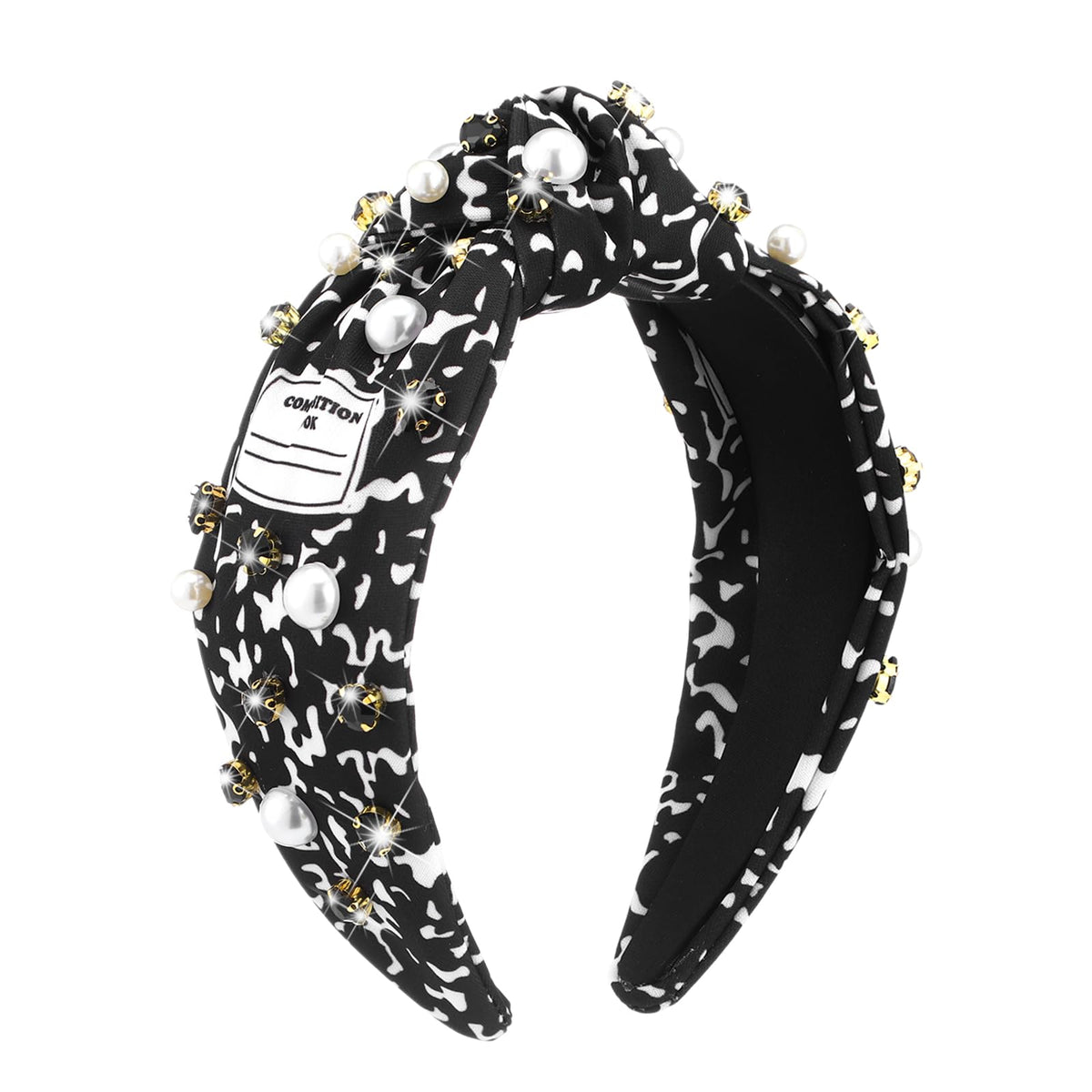 Riceshoot knotted headband with pear crystal embellishment for chic classroom looks