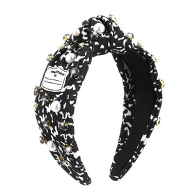 Riceshoot knotted headband with pear crystal embellishment for chic classroom looks