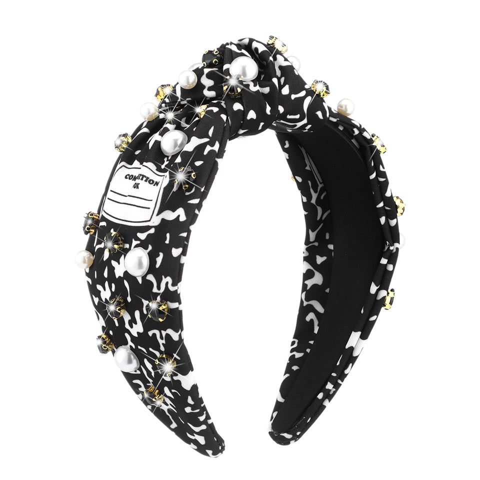 Riceshoot knotted headband with pear crystal embellishment for chic classroom looks
