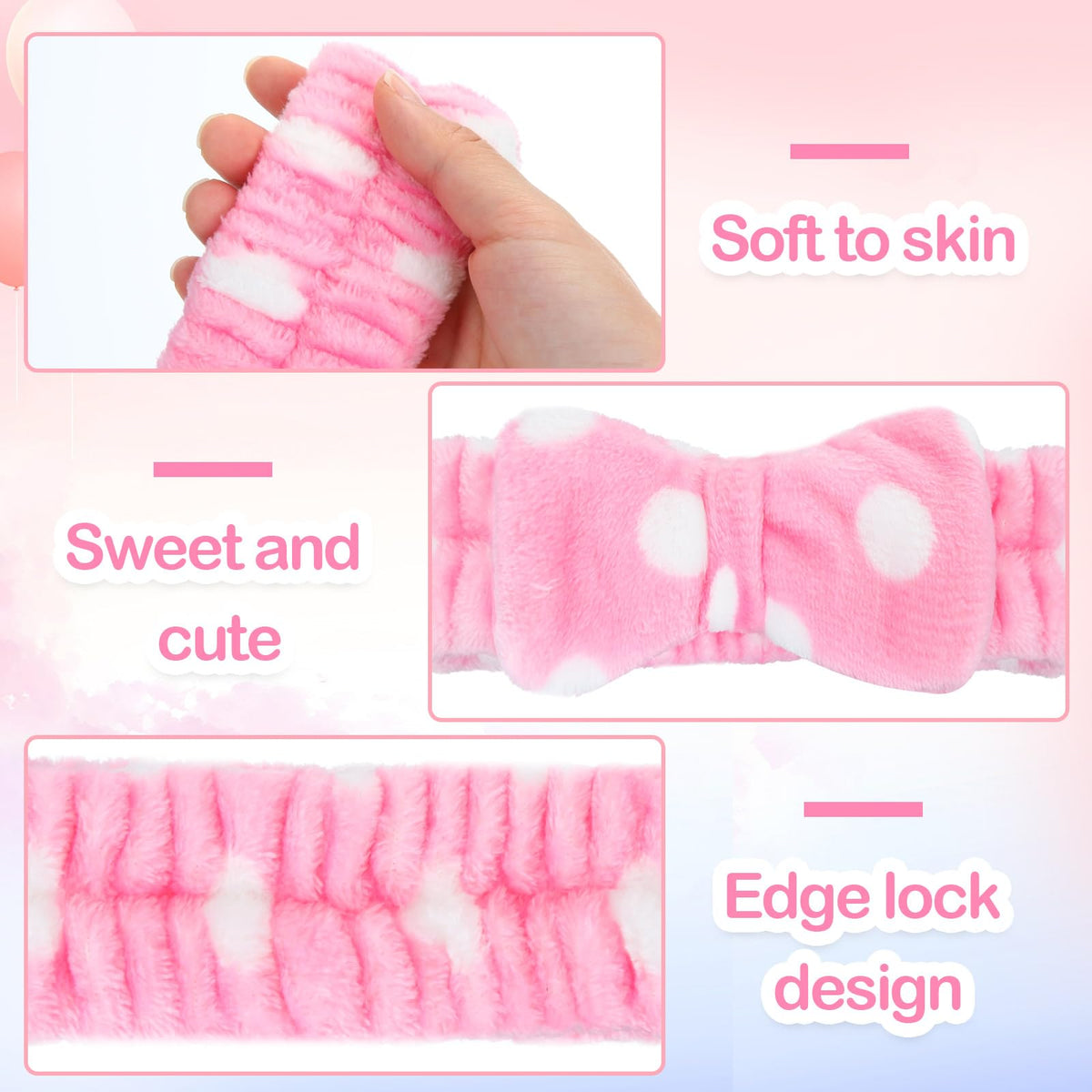 Riceshoot pink dots design headband adds cute styling to routines.