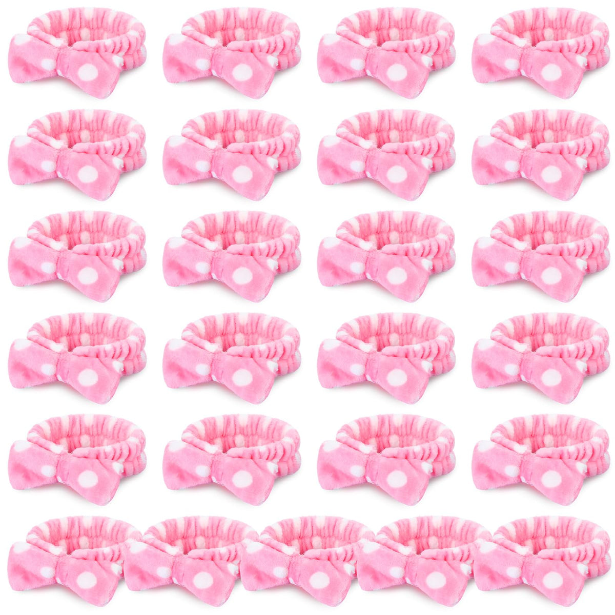 Riceshoot pink spa headband set keeps hair away from the face during skincare.