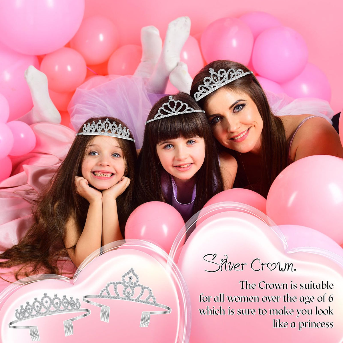 Riceshoot silver alloy tiara close-up, durable and lightweight for comfortable styling