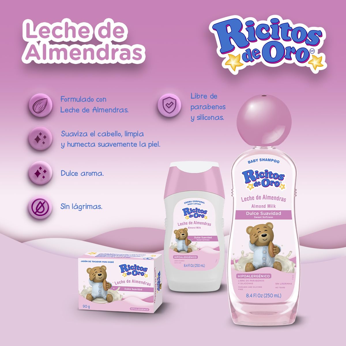 Ricitos de Oro Almond Milk Body Cream application, smooth hydration for daily use.