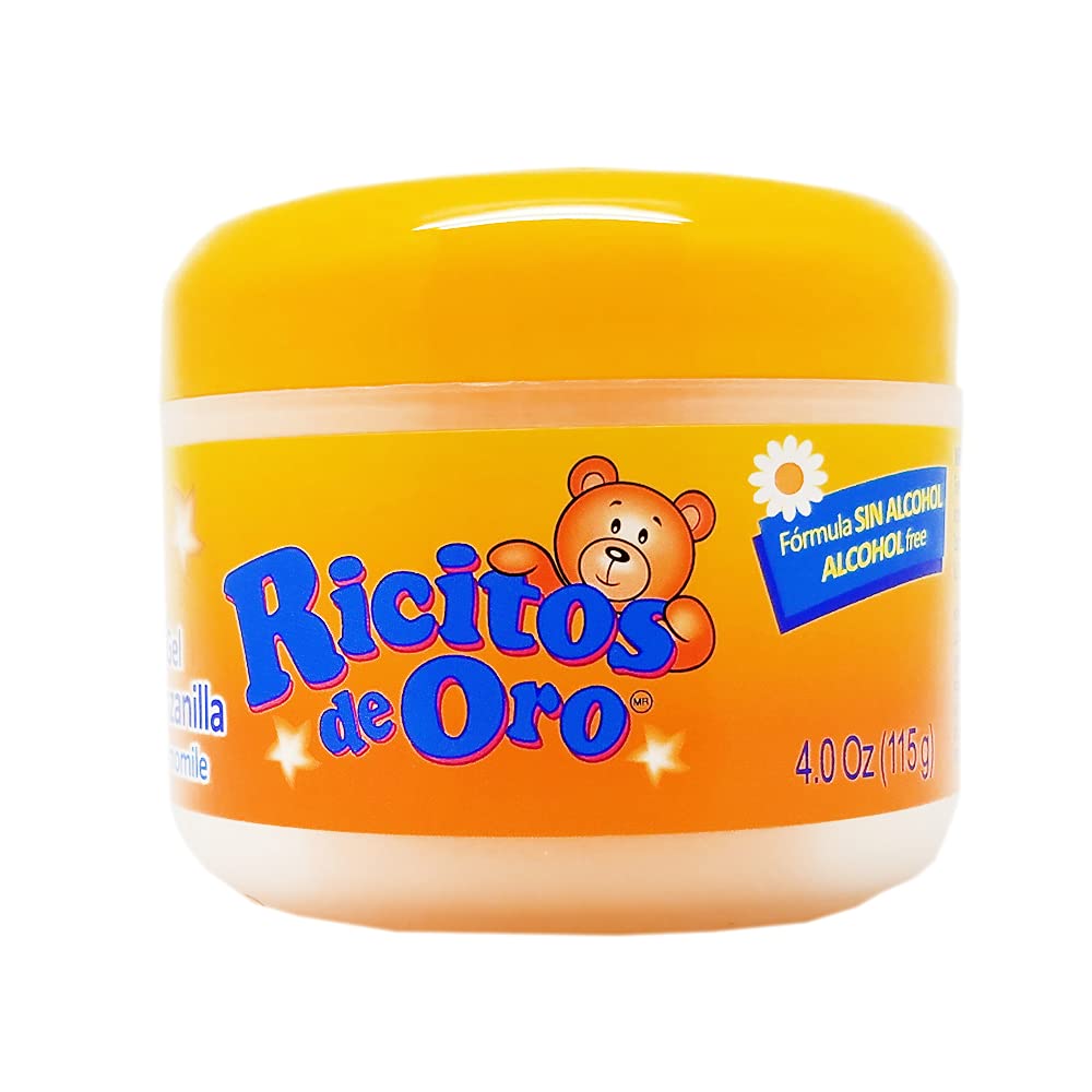 Ricitos de Oro Chamomile Styling Gel label highlighting natural ingredients