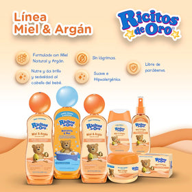 Ricitos de Oro Travel Kit four-piece display promotes travel-friendly baby skin and hair routine.