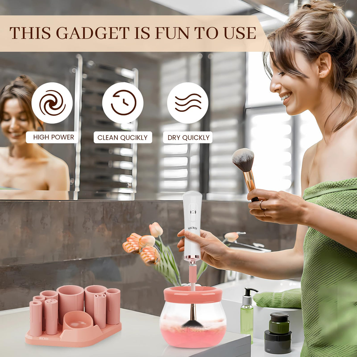 Splash-proof cup design of the Ricris cleaner to prevent spills