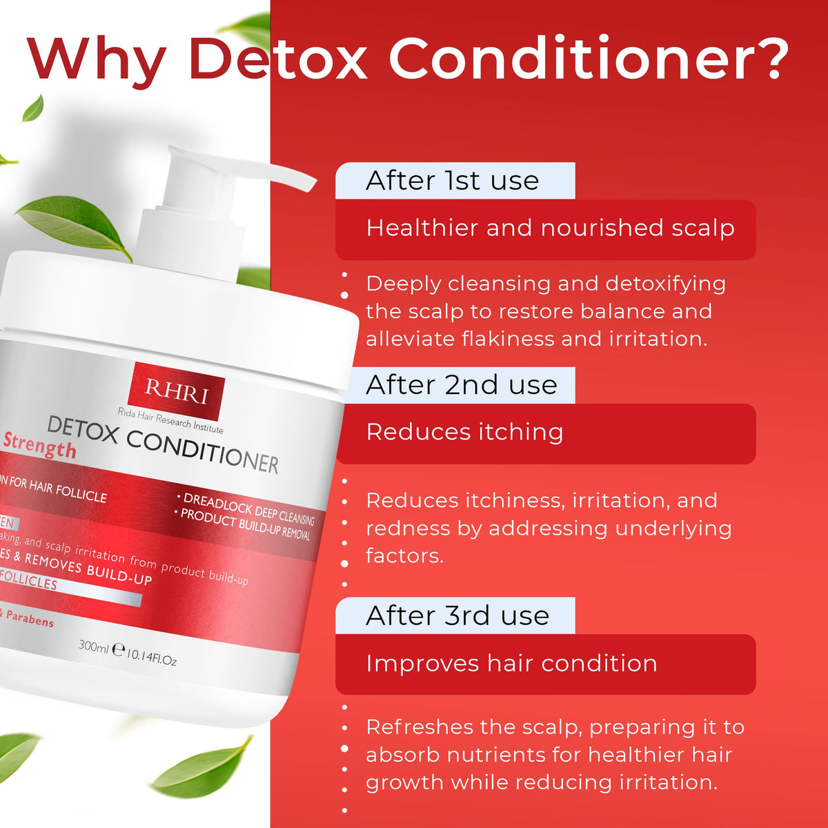 Rida Detox Conditioner sulfate-free formula close-up bottle label.