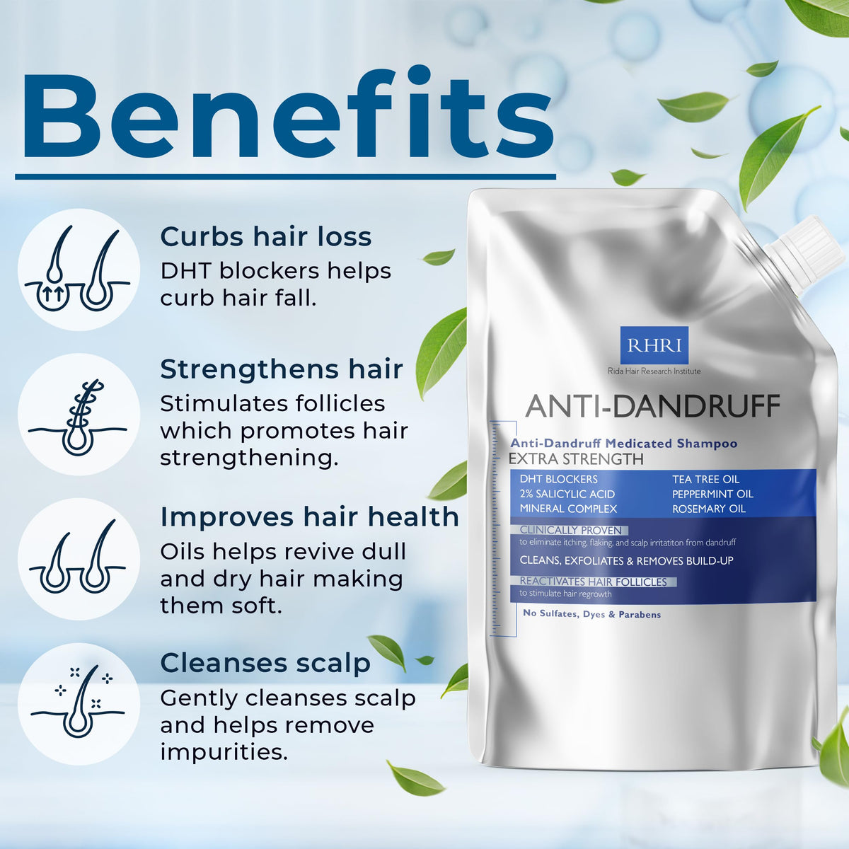 Rida Hair Biotin mineral complex shampoo application on hair