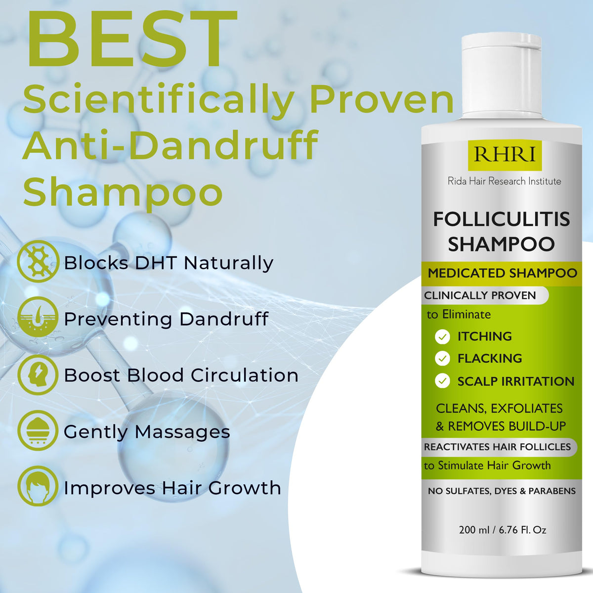 Rida Hair Research Institute anti fungal shampoo application with lather on scalp