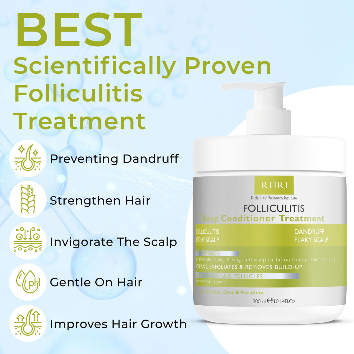 Rida Hair Research Institute Folliculitis Deep Conditioner application on scalp.