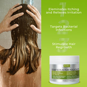 Rida antifungal scrub applied to scalp in shower for refreshment