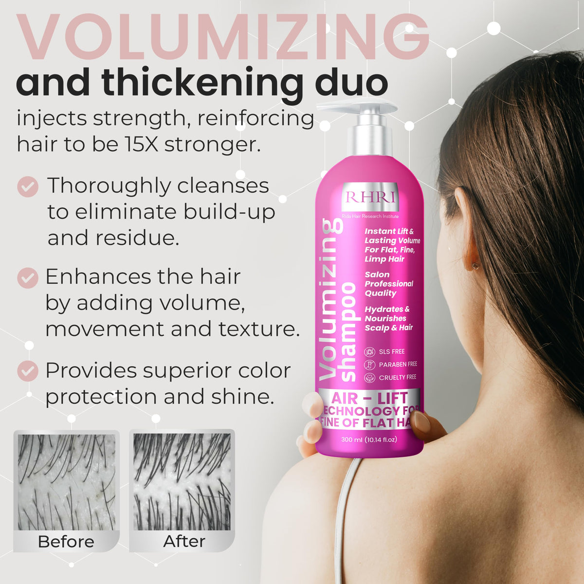 Rida Hair Research Institute shampoo lather close-up shows rich cleansing removing buildup