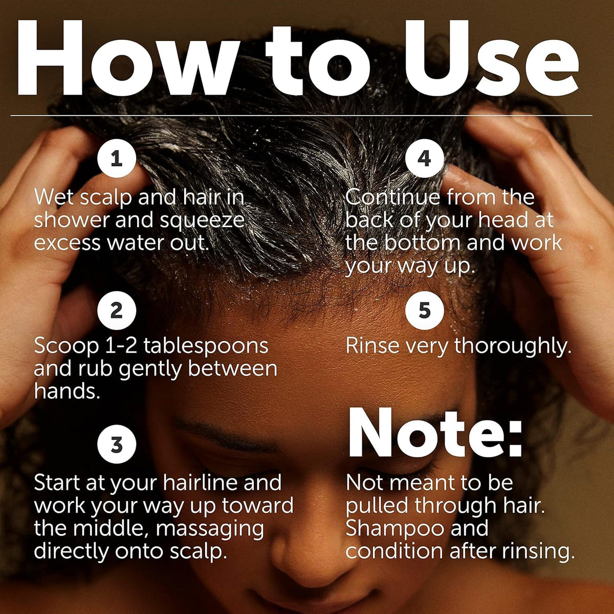 Rida Scalp Exfoliation texture shows gentle scrubbing for flaky areas
