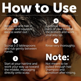 Rida Scalp Exfoliation texture shows gentle scrubbing for flaky areas