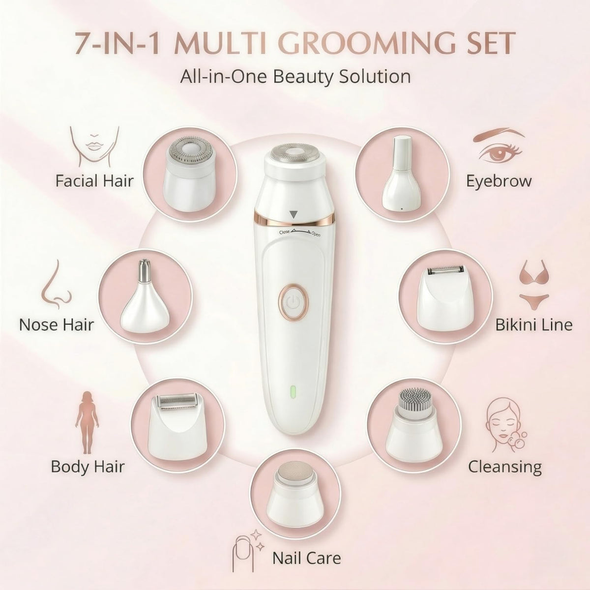 Ridanstian 7-in-1 nose hair clipper for quick, safe grooming