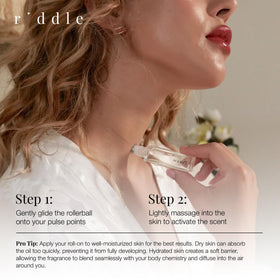 Riddle Oil Muse Roll On notes of bergamot sandalwood and amber