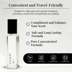 Riddle Sphinx roll-on application at pulse point for long-lasting scent