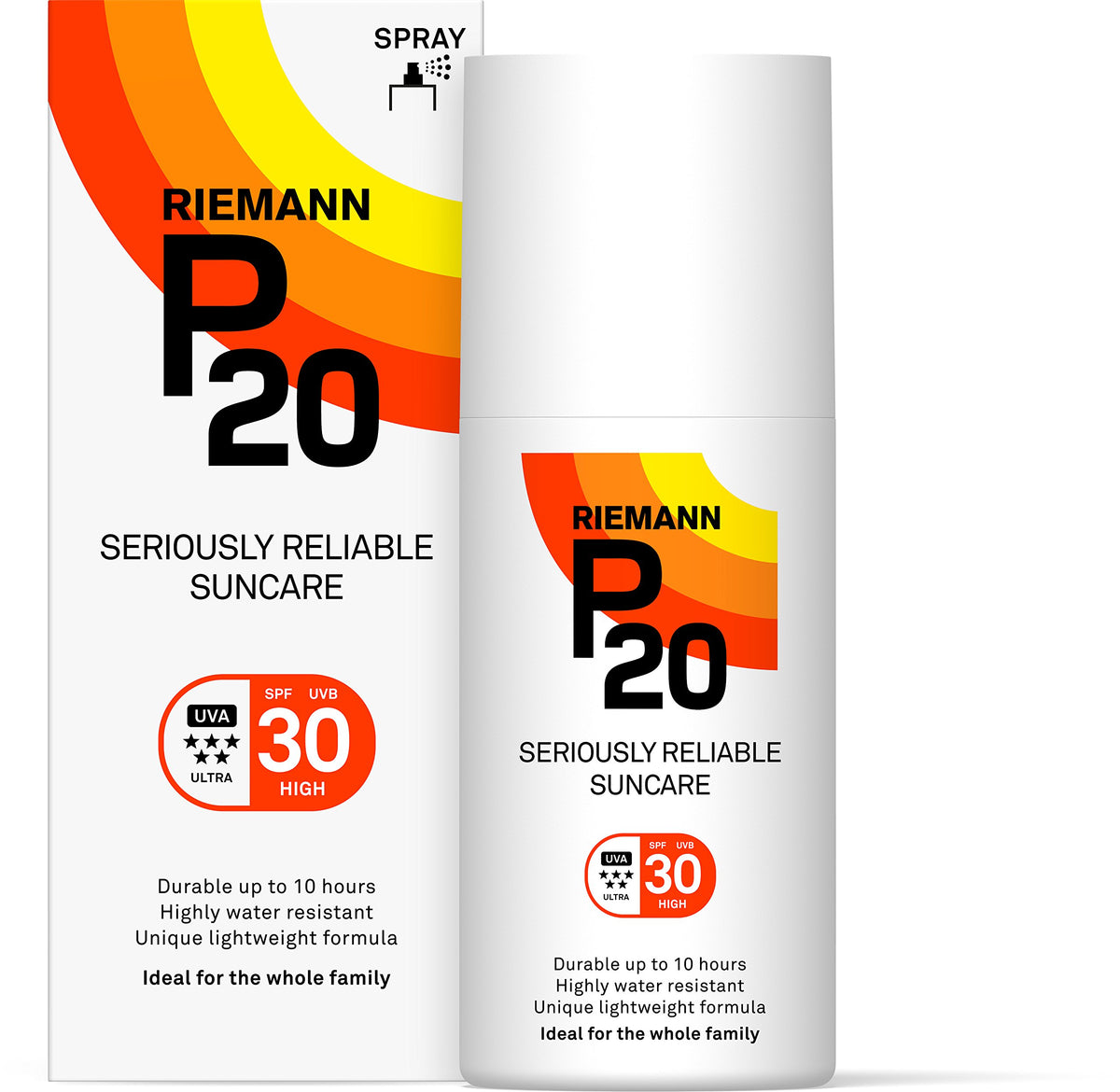 P20 by Riemann suncream bottle front view showcasing 200ml packaging for daily protection.
