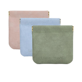 Right Away 3-piece green makeup pouches organize your purse and protect essentials.