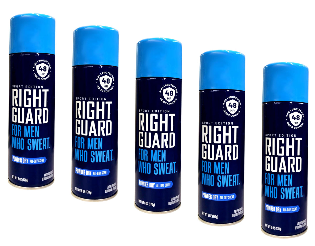 Right Guard Aerosol Sport Powder Dry post-workout use cools and refreshes.