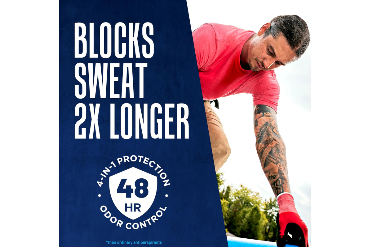 Right Guard pack of five display demonstrates ongoing freshness.