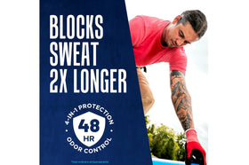 Right Guard pack of five display demonstrates ongoing freshness.