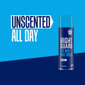 Right Guard Sport Unscented spray dries fast on skin.