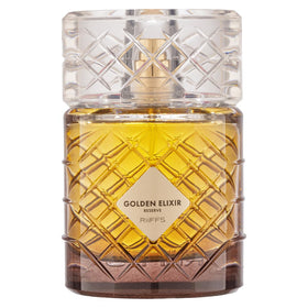 Riiffs Golden Elixir Reserve bottle front view, timeless unisex elegance.